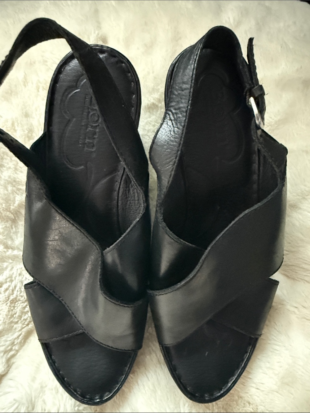 Leather Wedge Sandals – Size 8 M